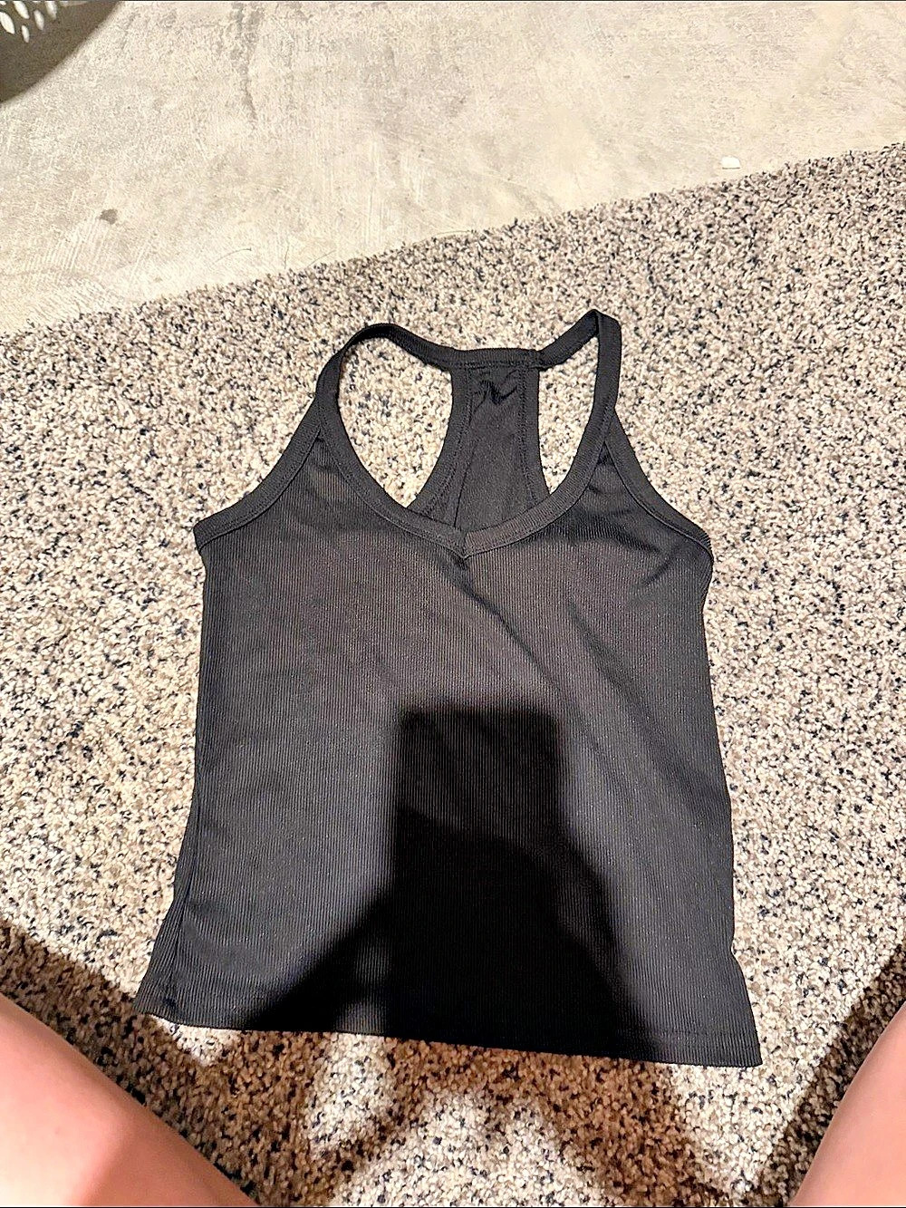 Black Ribbed Racerback Tank Top